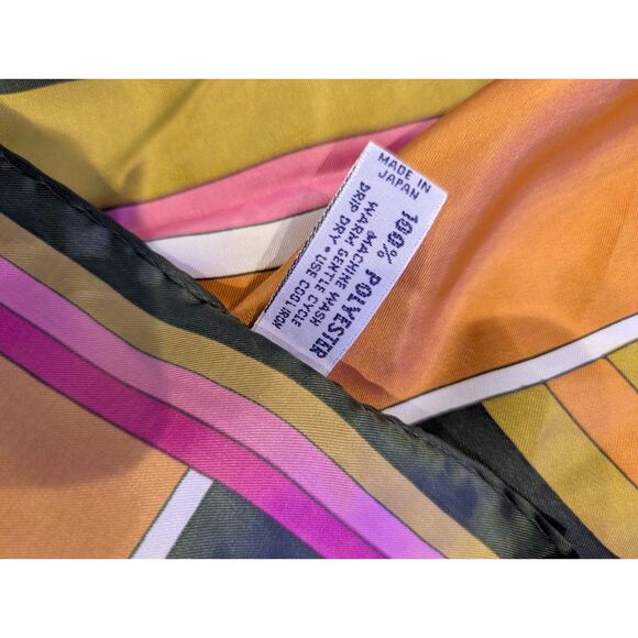 Mixed Lot of 6 Vintage Scarves–Silk, Rayon, Polyester – Designer & Tagged Pieces - Picture 10 of 13